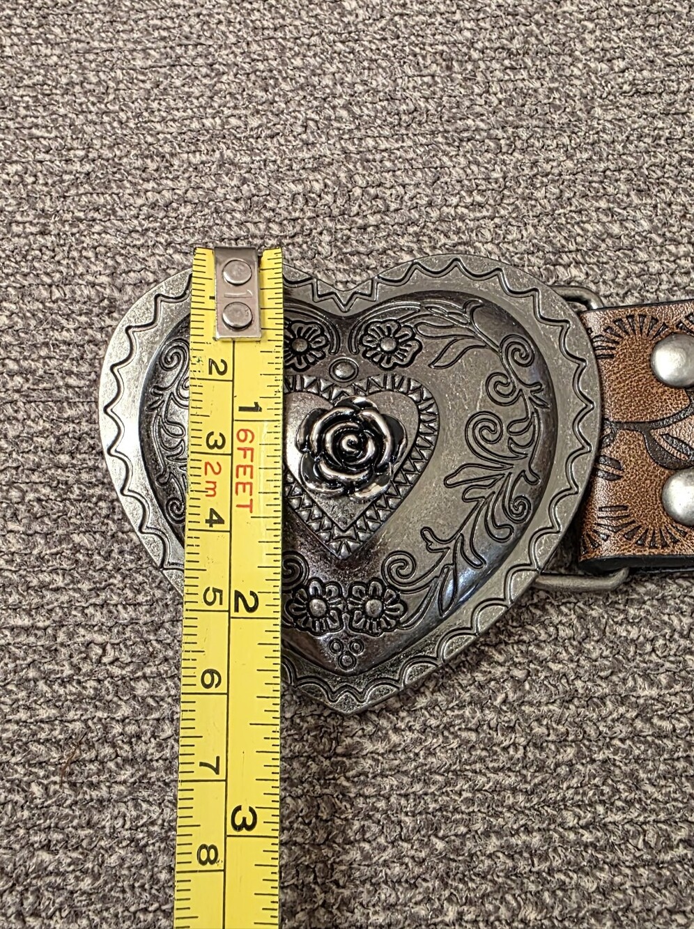 New heart Shaped Floral Metal Belt Buckle With Belt